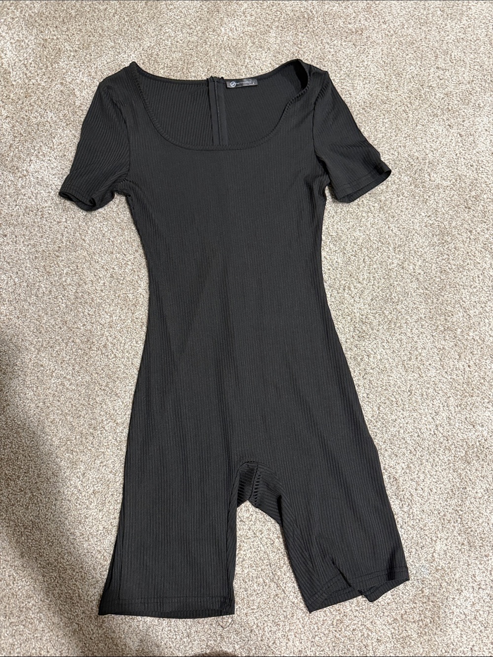 Black Ribbed women One-Piece Romper